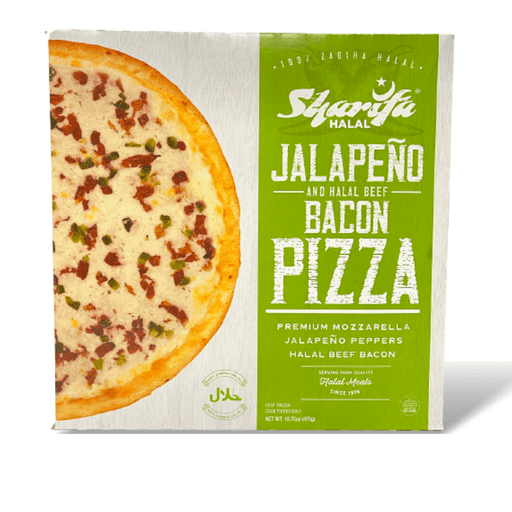 Halal Jalapeno and Beef Bacon Pizza