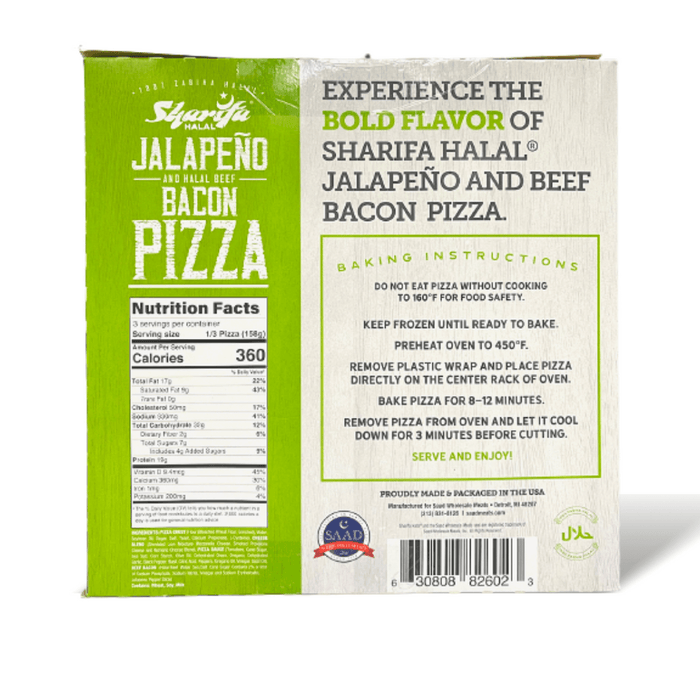 Halal Jalapeno and Beef Bacon Pizza
