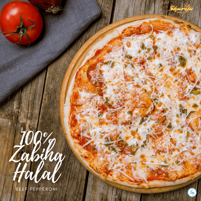 Halal Jalapeno and Beef Bacon Pizza