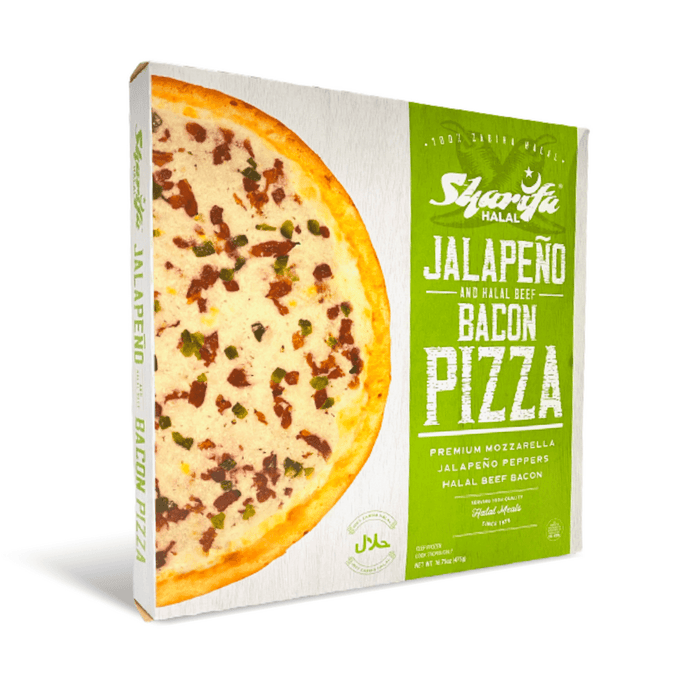 Halal Jalapeno and Beef Bacon Pizza